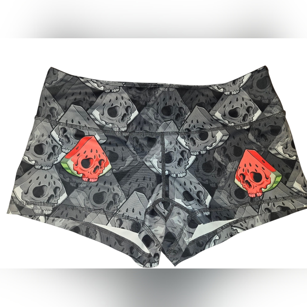 Feed Me Fight Me Gray Skull Pattern Shorts